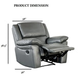 Transitional Dark Gray Leather Match Recliner Chair - Omega Lifestyles