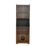 Mid-Century Modern Walnut Foldable Desk With Hutch - Omega Lifestyles