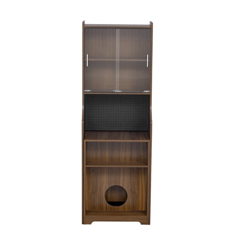 Mid-Century Modern Walnut Foldable Desk With Hutch - Omega Lifestyles