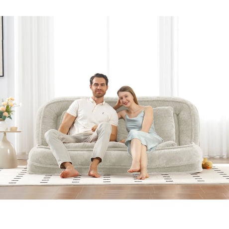 Medium-Soft Adjustable Loveseat Lazy Sofa With Chenille Upholstery - Omega Lifestyles