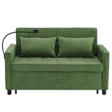 Convertible Chenille Loveseat Sofa Bed With USB Ports