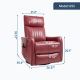 Red Faux Leather Medium-Firm Heat Massage Recliner Chair - Omega Lifestyles