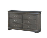Dark Gray Synthetic Wood Six-Drawer Dresser - Omega Lifestyles