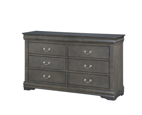 Dark Gray Synthetic Wood Six-Drawer Dresser - Omega Lifestyles