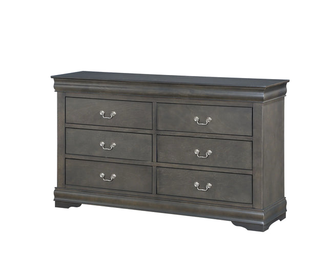 Dark Gray Synthetic Wood Six-Drawer Dresser - Omega Lifestyles