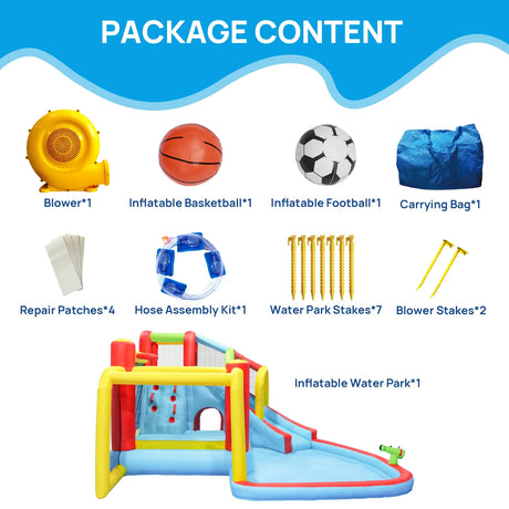7-in-1 Inflatable Outdoor Water Park Bounce House - Omega Lifestyles