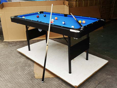 Foldable Indoor Black Blue Pool Table With Accessories - Omega Lifestyles