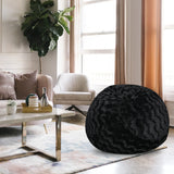 5-Foot Black Faux Fur Memory Foam Bean Bag Chair - Omega Lifestyles