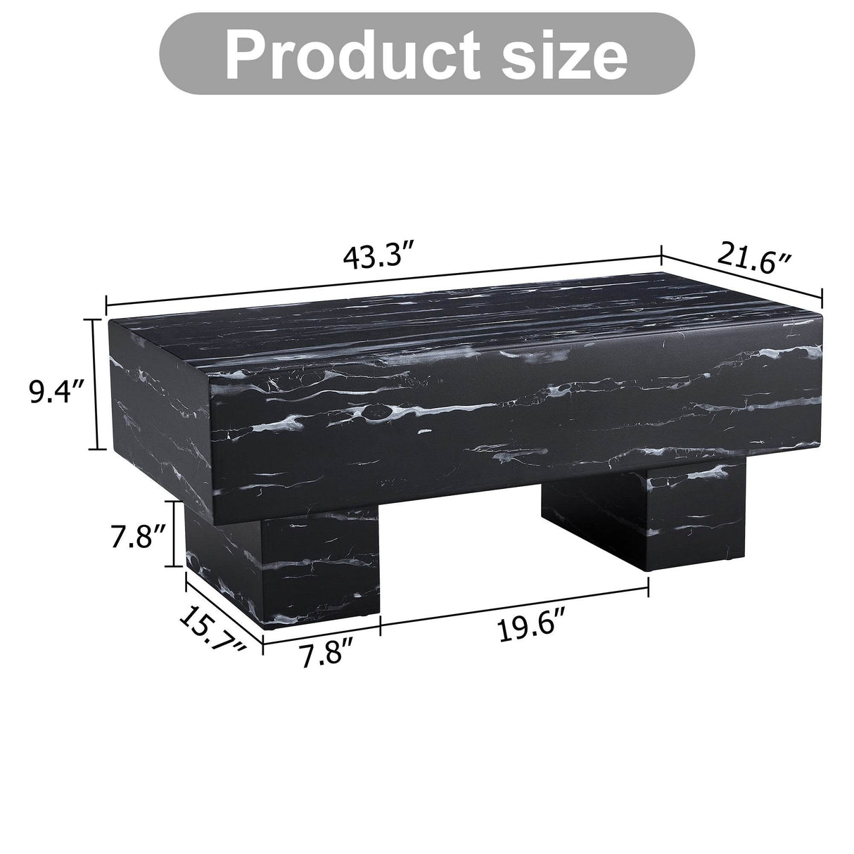 Modern Black Patterned MDF Rectangular Coffee Table - Omega Lifestyles