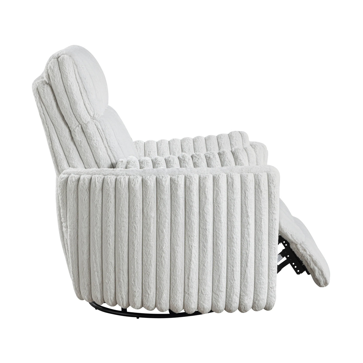 Gray Corduroy Recliner Chair With Swivel Glider And Pillows - Omega Lifestyles