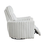 Gray Corduroy Recliner Chair With Swivel Glider And Pillows - Omega Lifestyles