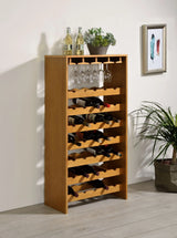 Oak Finish Particle Board Wine Rack With Stemware Holders - Omega Lifestyles