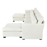 U-Shaped Modular 6-Seat Linen Blend Sofa With Ottomans - Omega Lifestyles
