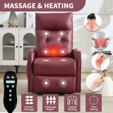 Red Faux Leather Power Lift Recliner Chair With Massage - Omega Lifestyles