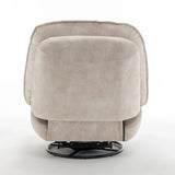 Modern Ivory Velvet Swivel Gliding Recliner Chair With Phone Holder - Omega Lifestyles