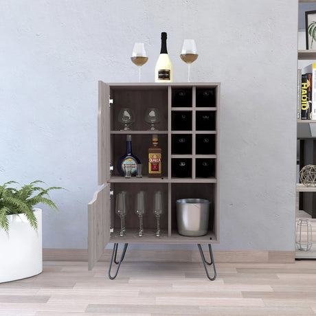 Light Grey Particle Board Liquor Cabinet With Steel Legs - Omega Lifestyles