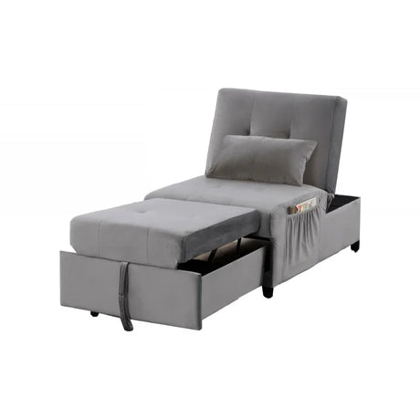 Velvet Adjustable Sleeper Lounge Chaise With Pillow - Omega Lifestyles