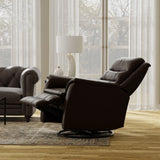 Swivel Glider Recliner With Manual Footrest And Leather - Omega Lifestyles