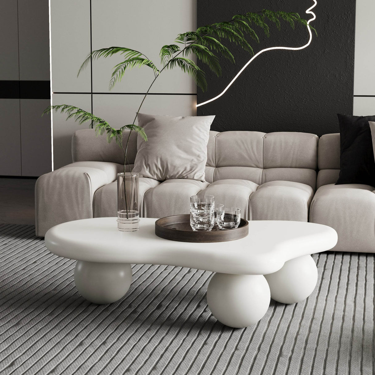 Modern 40-Inch Cloud Shaped Lacquered Coffee Table - Sleep Galleria