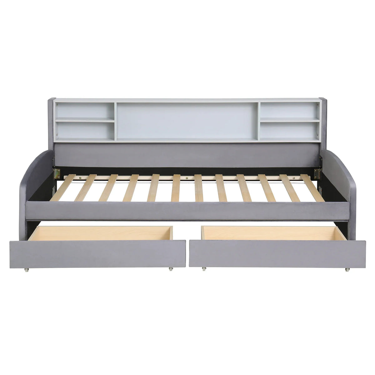 Twin Velvet Upholstered Platform Bed With Storage Drawers - Omega Lifestyles
