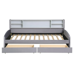 Twin Velvet Upholstered Platform Bed With Storage Drawers - Omega Lifestyles