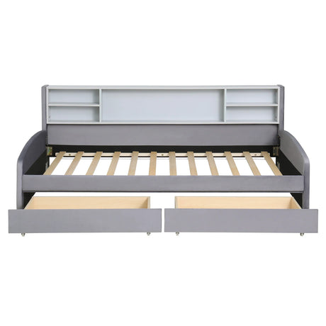 Twin Velvet Upholstered Platform Bed With Storage Drawers - Omega Lifestyles