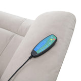 Light Gray Polished Microfiber Power Lift Heating Massage Chair - Omega Lifestyles