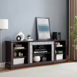 Cherry Faux Stacked Stone TV Stand With Storage Cabinet - Sleep Galleria
