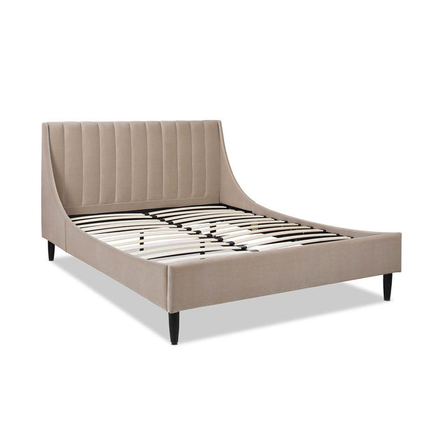 Modern Velvet Upholstered Platform Bed Frame - Omega Lifestyles