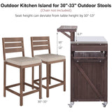 Outdoor Kitchen Island Solid Fir Wood Raised Shelf Cart - Omega Lifestyles