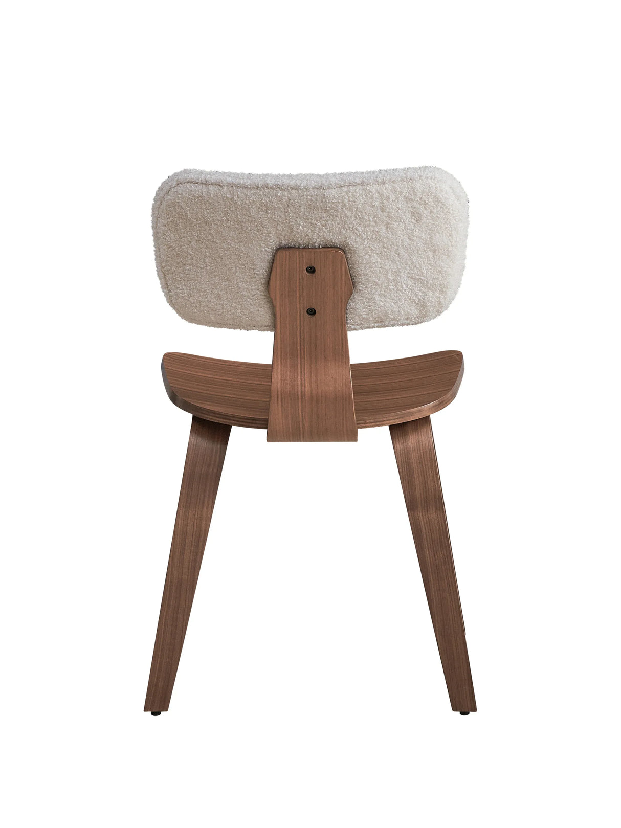 Set of 2 White Boucle Walnut Finish Side Chairs - Omega Lifestyles