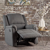 Charcoal Fabric Glider Recliner With Swivel And Manual Recline - Omega Lifestyles