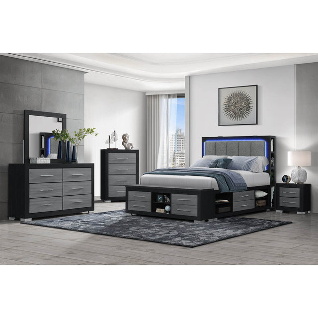 Modern Rubberwood King Bed Frame With Bookcase Storage - Omega Lifestyles