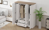 4 Door White Solid Wood MDF Wardrobe Armoire - Omega Lifestyles