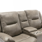 Grey Leather Gel Manual Recliner Chair With LED Lights - Omega Lifestyles