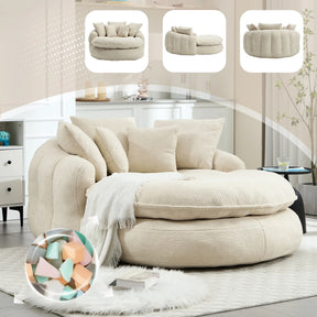 Oversized Chenille Memory Foam Bean Bag Sofa With Pillows - Omega Lifestyles