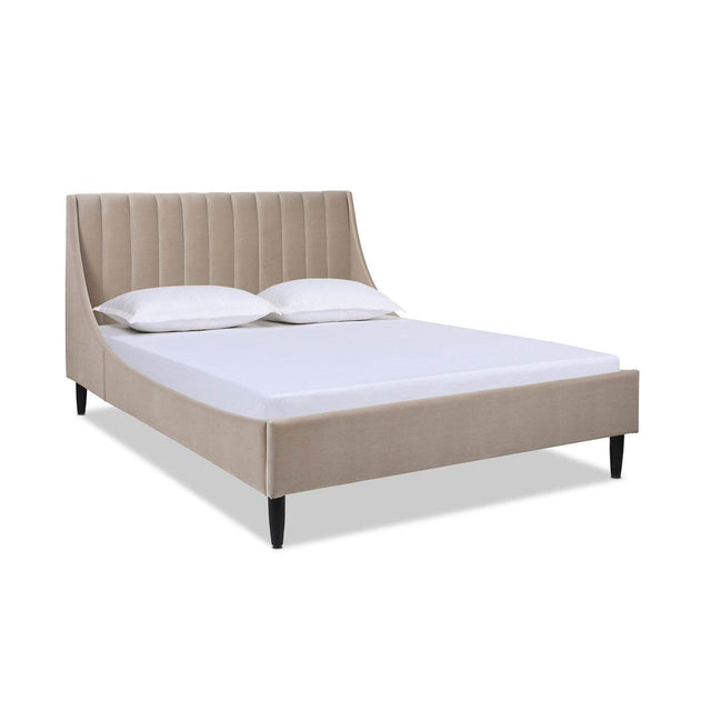 Modern Velvet Upholstered Platform Bed Frame - Omega Lifestyles