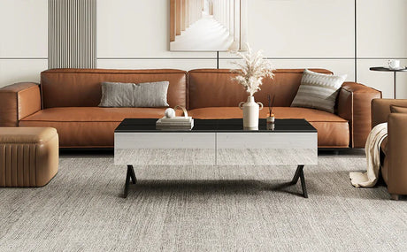 Rectangular Mirrored Coffee Table With Metal Base Storage - Omega Lifestyles