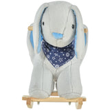 Plush Grey Bunny Ride-On Rocking Horse Toy - Omega Lifestyles