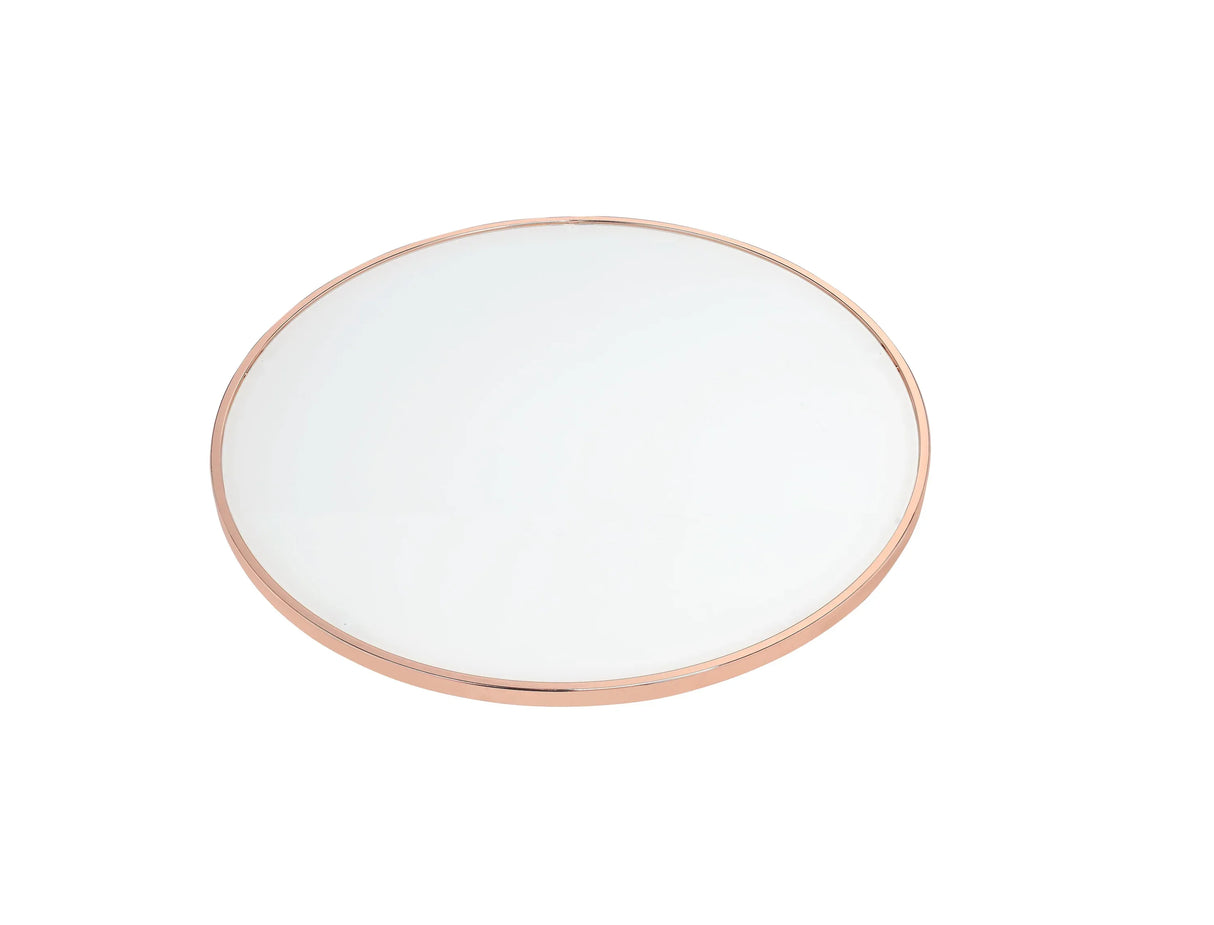 Frosted Glass Rose Gold Finish Round End Table - Omega Lifestyles