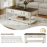 Mid-Century Farmhouse Coffee Table With Drawer Wheels - Sleep Galleria