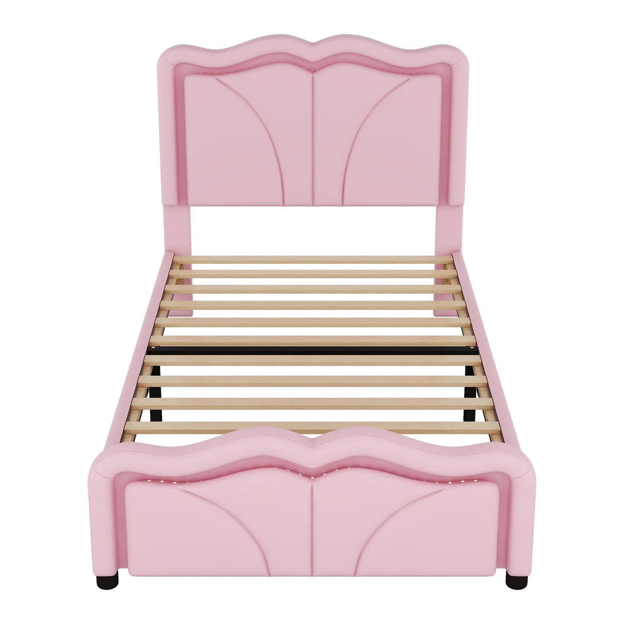 Twin Upholstered Platform Bed With Adjustable Headboard and LED Light Strips - Omega Lifestyles