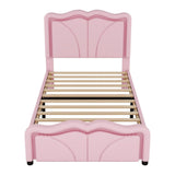 Twin Upholstered Platform Bed With Adjustable Headboard and LED Light Strips - Omega Lifestyles