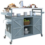 Farmhouse Solid Fir Wood Outdoor Kitchen Island Cart - Omega Lifestyles