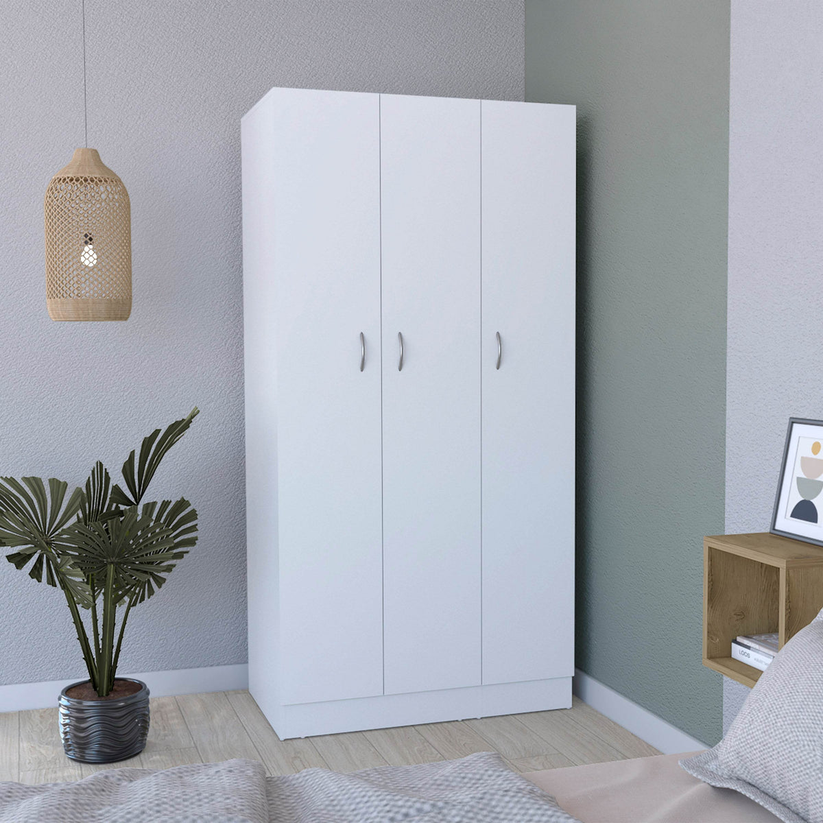 White Ohio Armoire Wardrobe With Drawers And Shelves