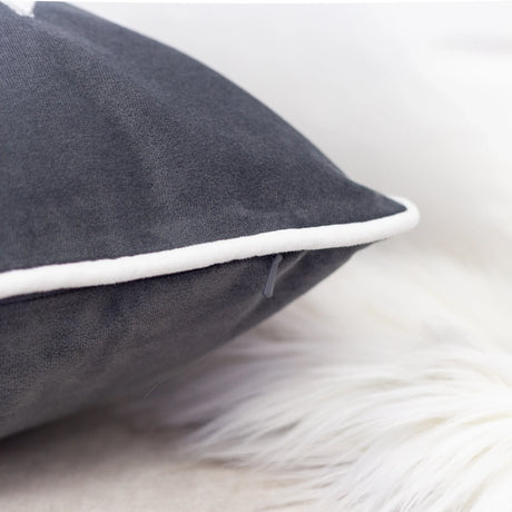 Gray Velvet Embroidered Let It Snow Lumbar Pillow 14x20 - Omega Lifestyles