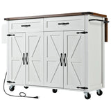 Farmhouse Style Rolling Kitchen Island With Power Outlet - Omega Lifestyles