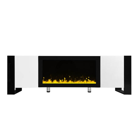 Modern White TV Stand With 34-Inch Electronic Fireplace - Sleep Galleria