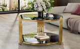 Modern Black Mirror Round Coffee Table With Shelf - Sleep Galleria