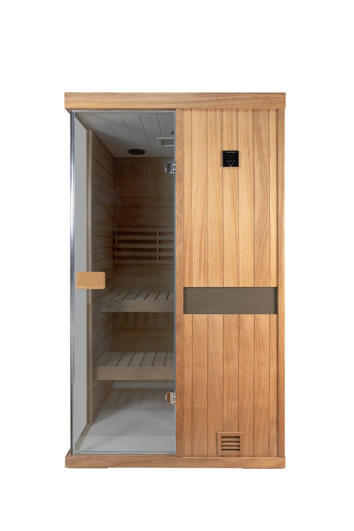 Two-Person African Mahogany Indoor Steam Sauna Room - Omega Lifestyles